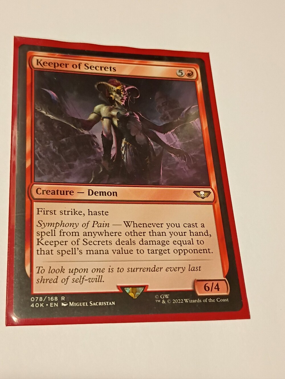 Magic Gathering Card Keeper of Secrets Demon Art Card Print - Red
